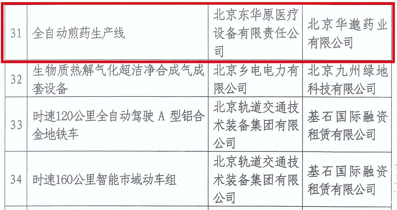 中關村首臺（套）重大技術裝備試驗、示范項目